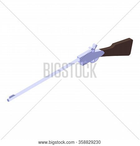 Steel Hunting Rifle Icon. Isometric Of Steel Hunting Rifle Vector Icon For Web Design Isolated On Wh