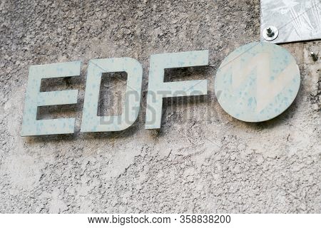 Bordeaux , Aquitaine / France - 11 19 2019 : Edf Logo Sign Old French Electricity Provider Signage A