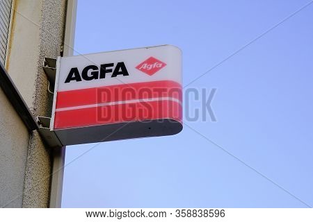 Bordeaux , Aquitaine / France - 01 15 2020 : Agfa Label Logo Sign Outside Photography Store Analogue