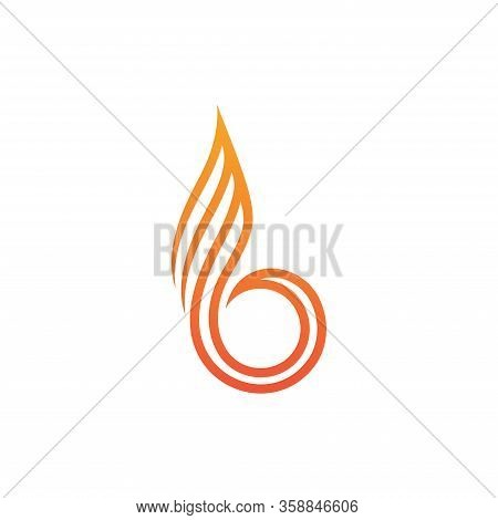 Icon Design Logo Letter B With Fire Vector Illustration.