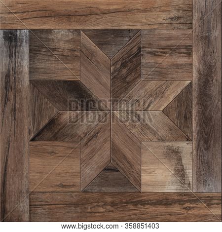 Wood Texture Background, Star Shaped, Seamless Pattern, Geometric Wooden Tile
