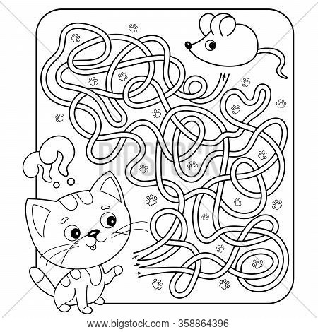 Maze Or Labyrinth Game For Preschool Children. Puzzle. Tangled Road. Matching Game. Coloring Page Ou