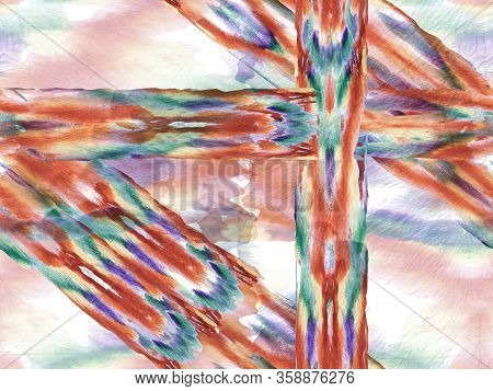 Kilim Native Background. Ikat Geometric Swimwear Pattern. Greyscale And Tranquil Dawn Watercolor Eth