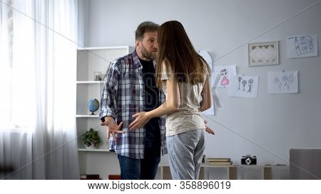 Offensive Man Attacking Woman, Quarreling With Each Other, Relationship Crisis