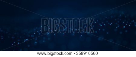 Technological Wave Of Points. Digital Background. Great Data Visualization. 3D Rendering