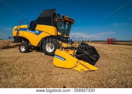 Nastasiv,ternopil,ukraine - July 25, 2019: Presentation Of Agricultural Technology - New Holland, Co
