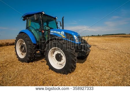 Nastasiv,ternopil,ukraine - July 25, 2019: Presentation Of Agricultural Technology - New Holland, Tr