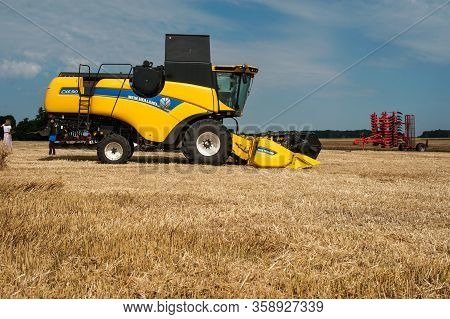 Nastasiv,ternopil,ukraine - July 25, 2019: Presentation Of Agricultural Technology - New Holland, Co