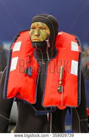 Self Inflating Life Jacket Florescent Red Safety Vest