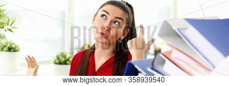 Girl Is Unhappy With Number Folders Man Carries. Multitasking In Workplace. Superiors Are Putting La