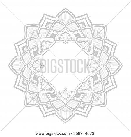 Grey Circular Mandala Vector Ornament On White Background