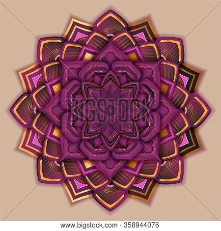 Round Abstract Circle. Mandala Style. Decorative Element, Colored Circular Design Element.