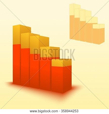 3d Bar Chart, Bar Graph Element. Editable Graphics. Illustration For Business, Finance, Growth Conce