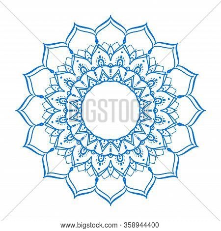 Circular Blue And White Mandala Vector Ornament