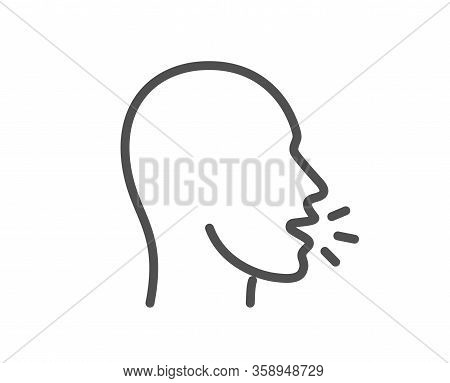 Cough Line Icon. Coronavirus Symptom Sign. Flu, Sneeze Or Pneumonie Symbol. Quality Design Element. 
