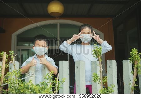 Asian Children Quarantine Of Corona Virus , White Infection Of Covid-19 Disease