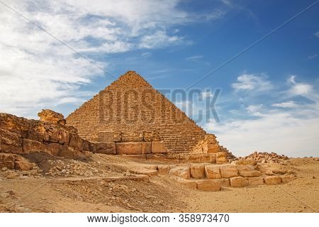 The Ancient Pyramid Of Chefren In Giza, Egypt