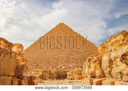 The Ancient Pyramid Of Chefren In Giza, Egypt