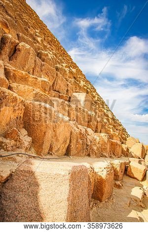 The Ancient Pyramid Of Chefren In Giza, Egypt