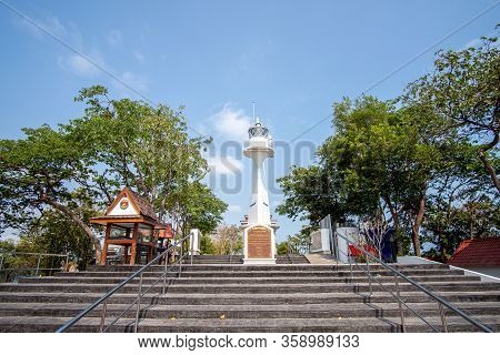 Chonburi, Thailand - March 28, 2018 : Prince Chumporn Khet Udomsak (named On Its Surface) Lighthouse
