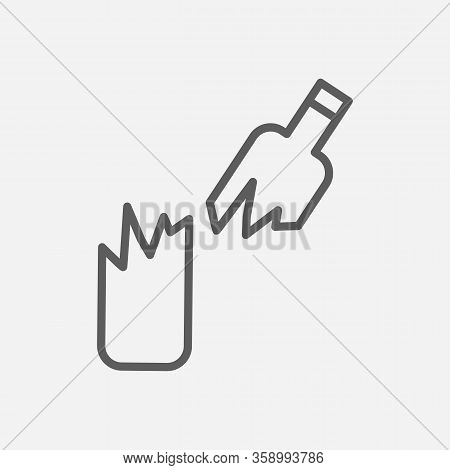 Half Broken Bottle Icon Line Symbol. Isolated Illustration Of Icon Sign Concept For Your Web Site Mo