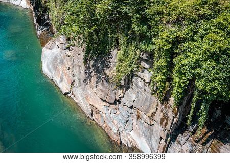 Bed Of The Versasca River In Lavertezzo, Valle Versasca. The River With The Cleanest Water In The Wo