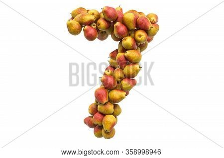 Number 7 From Pears, 3d Rendering Isolated On White Background