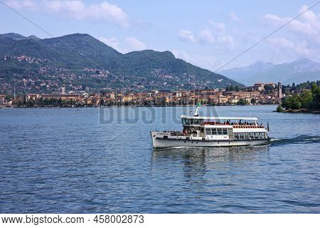 Stresa, Italy - Feb 11, 2019: Tourist Boat On Lake Maggiore, Stresa, Italy