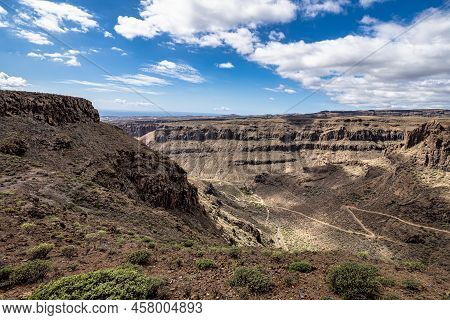 View From Degollada De Las Yeguas Viewpoint On The Barranco De Fataga At Gran Canaria, Canary Island
