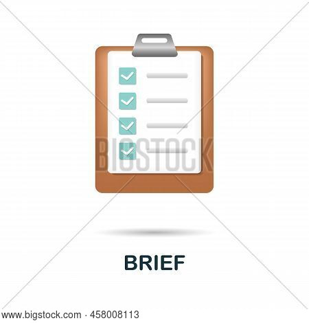 Brief Icon In 3d. Colored Illustration From Creative Package Collection. Creative Brief Icon For Web
