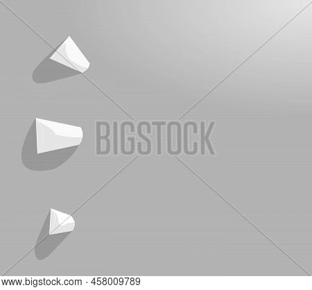 Three Small White Cups. Vector, Background, Abstract.
