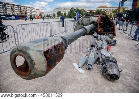 Prague, Czech Republic, 11 July 2022: Exhibition Of Russian Invasion Weapons Destroyed By Ukrainian 