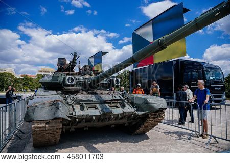 Prague, Czech Republic, 11 July 2022: Exhibition Of Russian Invasion Weapons Destroyed By Ukrainian 