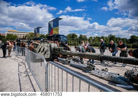 Prague, Czech Republic, 11 July 2022: Exhibition Of Russian Invasion Weapons Destroyed By Ukrainian 