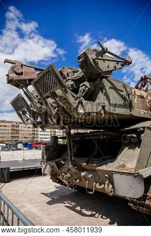 Prague, Czech Republic, 11 July 2022: Exhibition Of Russian Invasion Weapons Destroyed By Ukrainian 