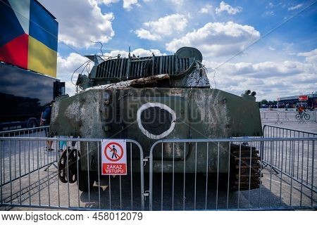 Prague, Czech Republic, 11 July 2022: Exhibition Of Russian Invasion Weapons Destroyed By Ukrainian 