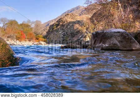 Chychkan River, Autumn, Kyrgyzstan, Foreground Focus Beauty, Central,