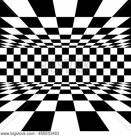 3d Rendering Empty Interior With Checkered Marble Floor