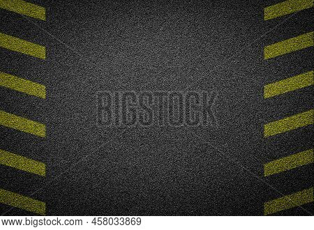 3d Rendering Yellow Stripes On Asphalt On Both Sides