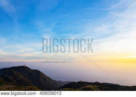 Sunrise Time On The Top Of Mountain In Thailand