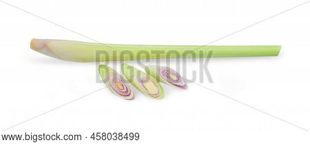 Fresh Lemongrass With Slice Isolated On White Background