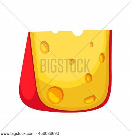 Gouda Cheese Cartoon. Dutch Piece, Edam Block, Hard Yellow Gauda Slice Gouda Cheese Vector Illustrat