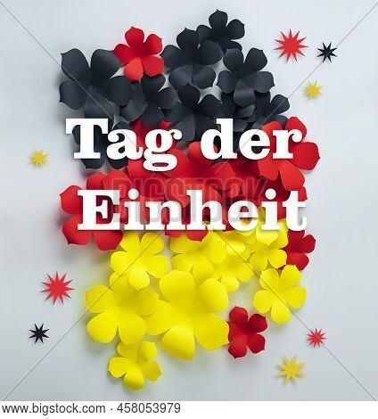 German Unity Day (tag Der Einheit) Concept, German Style Abstract Background, Flower In The Colors O