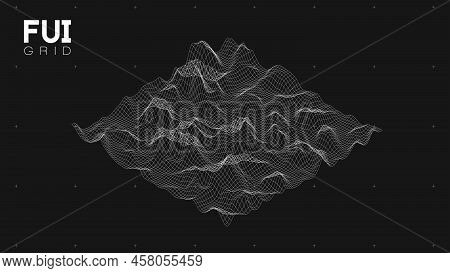 Fui Gui 3d Vector Landscape Scan Grid. Abstract Futuristic Background. Sci-fi Hi-tech Design