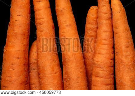 Image Of Ripe Vegetable Root Vegetable Carrot On Black Background