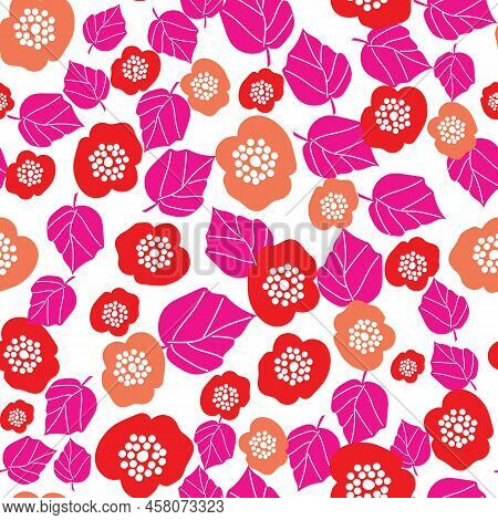 Seamless Colorful Abstract Vector Floral And Leaf Pattern Design