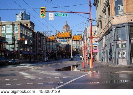 Vancouver Chinatown Near Pender St During The Morning Hours Of The Day 2021