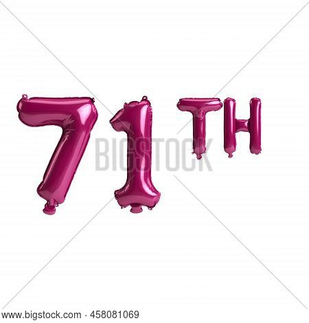 3d Illustration Of 71th Dark Pink Balloons Isolated On Background