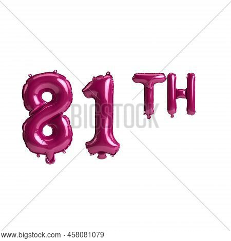 3d Illustration Of 81th Dark Pink Balloons Isolated On Background
