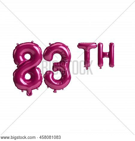 3d Illustration Of 83th Dark Pink Balloons Isolated On Background